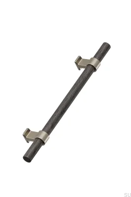 Uchwyt meblowy podłużny Bond Wood 160 Drewniany Dębowy Czarny ze Złotym Szczotkowanym