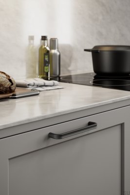 Uchwyt meblowy podłużny Terra 160 Żeliwny Czarny Mat