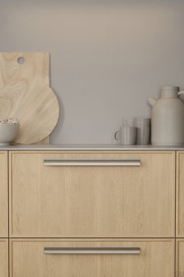 Uchwyt meblowy podłużny Papillon 320 Aluminiowy Srebrny z Drewnem Dębowym