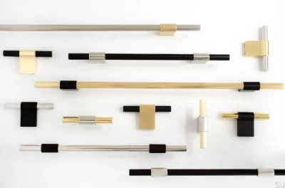 Uchwyt meblowy podłużny Line Big Mix 128 Czarne Aluminium z Polerowaną Stalą