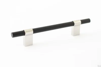 Uchwyt meblowy podłużny Line Big Mix 128 Polerowana Stal z Czarnym Alumiunium