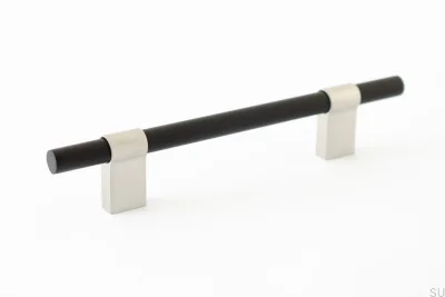 Uchwyt meblowy podłużny Line Big Mix 128 Szczotkowana Stal z Czarnym Aluminium