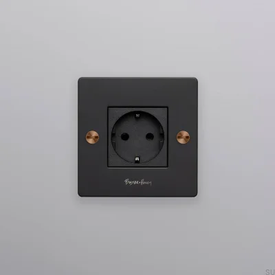 Gniazdo pojedyncze z logotypem Typ F Cross 1G Stalowy Czarny z Warm Sunset Standard Europejski