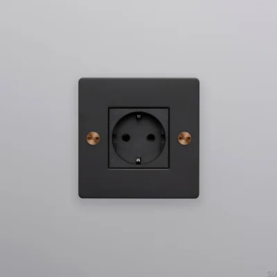 Gniazdo pojedyncze bez logotypu Typ F Cross 1G Stalowy Czarny z Warm Sunset Standard Europejski