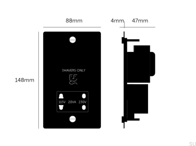 Gniazdo na golarkę Shaver 115V/230V Stalowe Czarny z Warm Sunset Standard Brytyjski
