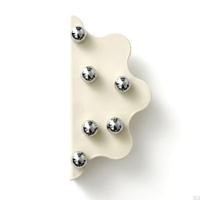 Uchwyt meblowy krawędziowy Mare 200 Stalowy Beżowy ze Srebrnymi Niklowanymi Kulkami