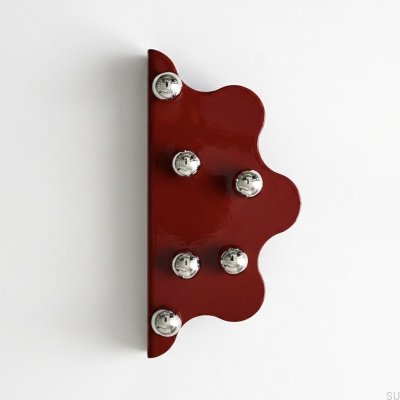 Uchwyt meblowy krawędziowy Mare 200 Stalowy Czerwony ze Srebrnymi Kulkami