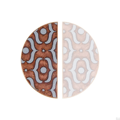 Uchwyt meblowy Pattern I 100 Miedziany Emaliowany Szary z Drewnem Dębowym Olej Twardy Bezbarwny Półmat