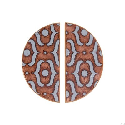 Uchwyt meblowy Pattern I 100 Miedziany Emaliowany Szary z Drewnem Dębowym Olej Twardy Bezbarwny Półmat