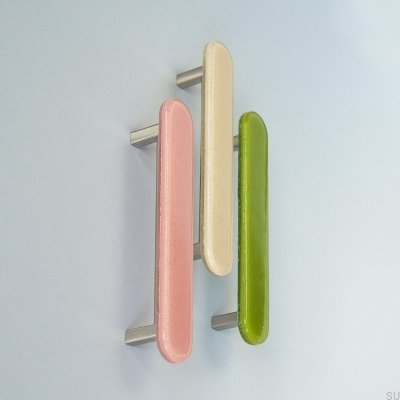 Uchwyt meblowy podłużny Round 128 Szklany Beżowy