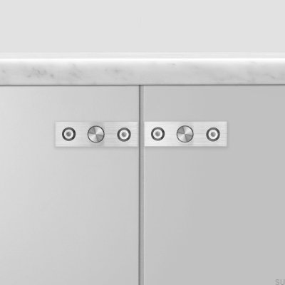Gałka meblowa z podkładką Linear Plate 12 Stalowa Srebrna (zestaw 2 szt.)