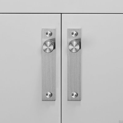 Gałka meblowa z podkładką Cross Plate 20 Stalowa Srebrna (zestaw 2 szt.)