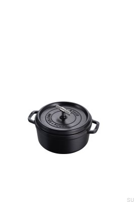 Garnek Cocotte Staub 3.7 L Stalowy Czarny ze Srebrnym radełkowanym uchwytem