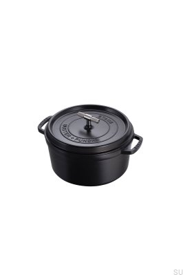 Garnek Cocotte Staub 6.7 L Stalowy Czarny ze Srebrnym radełkowanym uchwytem