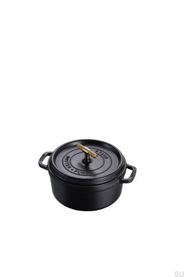 Garnek Cocotte Staub 3.7 L Stalowy Czarny z Mosiężnym radełkowanym uchwytem