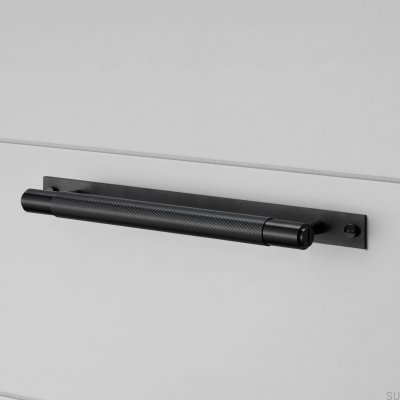 Uchwyt meblowy podłużny z podkładką Cross Plate 125 Stalowy Czarny