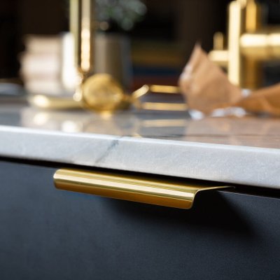 Uchwyt meblowy krawędziowy Lip 120 Złoty Mosiężny polerowany lakierowany