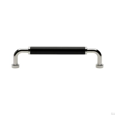 Uchwyt meblowy podłużny Brohult M 128 Nikiel Polerowany z czarnym