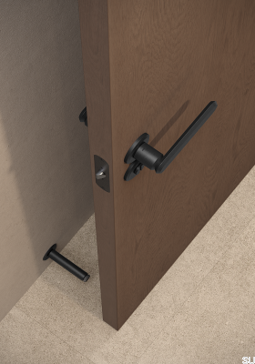 Stoper drzwiowy naścienny Fase Wall Aluminiowy Czarny Szczotkowany