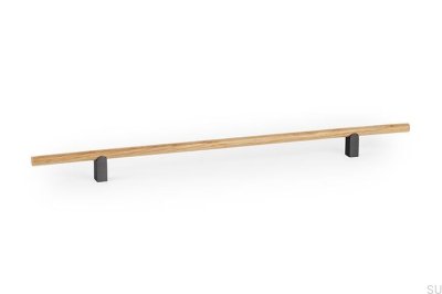 Uchwyt meblowy podłużny Kumo Wood 320 Drewniany Dębowy z Aluminium Czarnym Tytanowym