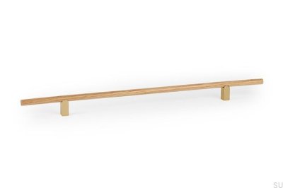 Uchwyt meblowy podłużny Kumo Wood 320 Drewniany Dębowy z Mosiężnym Szczotkowanym