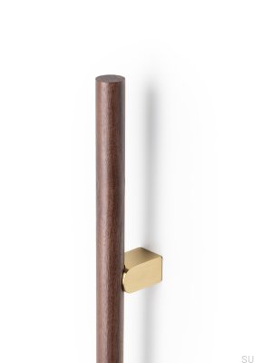 Uchwyt meblowy podłużny jednostronny Kumo Wood Big One 448 Drewniany Orzech Włoski z Mosiężnym Szczotkowanym