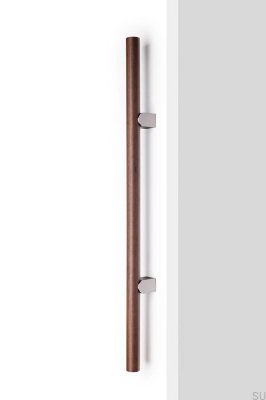 Uchwyt meblowy podłużny dwustronny Kumo Wood Big One 1056 Drewniany Orzech Włoski z Aluminium Srebrnym Szczotkowanym