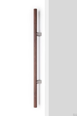 Uchwyt meblowy podłużny Kumo Wood Big 640 Drewniany Orzech Włoski z Aluminium Srebrnym Szczotkowanym
