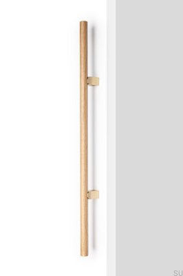 Uchwyt meblowy podłużny dwustronny  Kumo Wood Big 640 Drewniany Dębowy z Mosiężnym Szczotkowanym