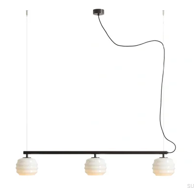 Lampa wisząca Puff 3 Metalowa Brązowa z Mlecznymi Kloszami