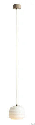 Lampa wisząca Puff Metalowa Beżowa z Mlecznym Kloszem