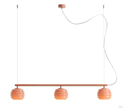 Lampa wisząca Puff Glaze 3 Metalowa Koralowa z Koralowymi Kloszami