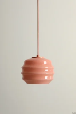 Lampa wisząca Puff Glaze Metalowa Koralowa z Koralowym Kloszem