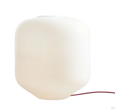 Lampa podłogowa Flask XL Szklana Mleczna z Wiśniowym Przewodem
