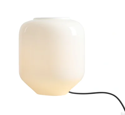 Lampka stołowa Flask L Szklana Mleczna z Fioletowym Przewodem
