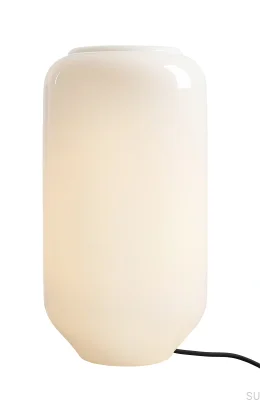 Lampka stołowa Flask M Szklana Mleczna z Fioletowym Przewodem