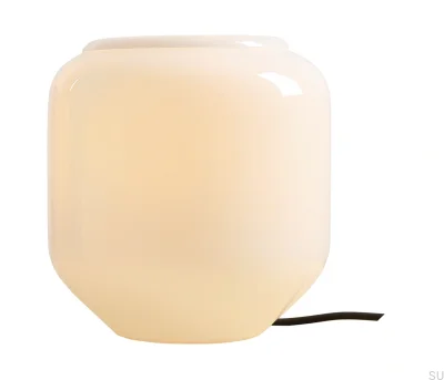Lampka stołowa Flask S Szklana Mleczna z Fioletowym Przewodem