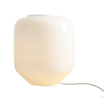 Lampka stołowa Flask L Szklana Mleczna z Kremowym Przewodem