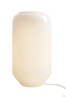Lampka stołowa Flask M Szklana Mleczna z Kremowym Przewodem