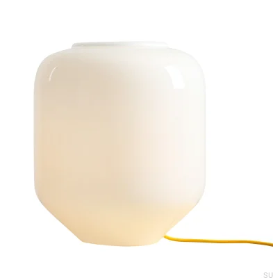 Lampka stołowa Flask L Szklana Mleczna z Żółtym Przewodem