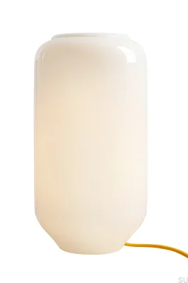 Lampka stołowa Flask M Szklana Mleczna z Żółtym Przewodem