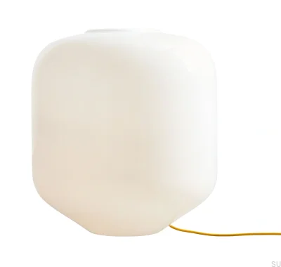 Lampa podłogowa Flask XL Szklana Mleczna z Żółtym Przewodem