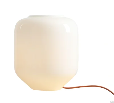 Lampka stołowa Flask L Szklana Mleczna z Terakotowym Przewodem