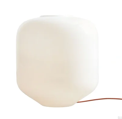 Lampa podłogowa Flask XL Szklana Mleczna z Terakotowym Przewodem