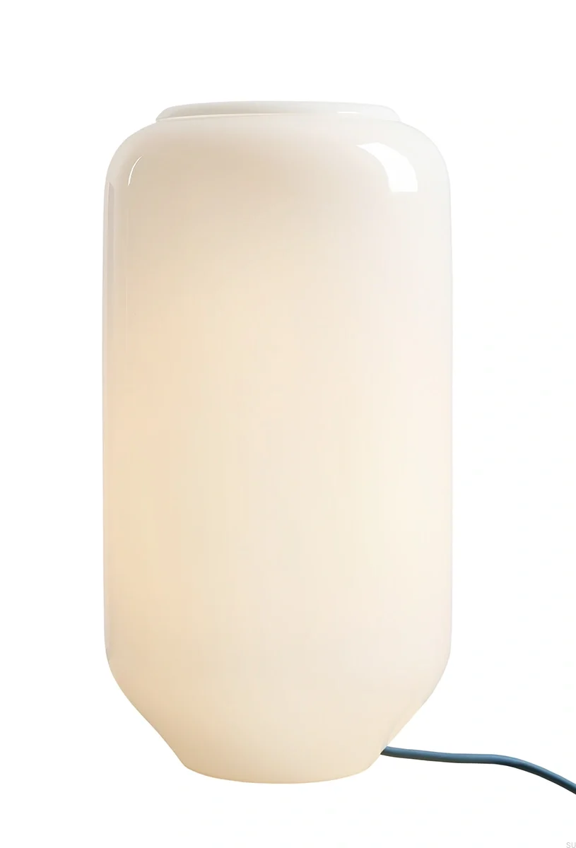 8500B31_M--Lampka-stołowa-Flask-M-Szklana-Mleczna-z-Szafirowym-Przewodem-Artera-Skandynawskie-Uchwyty
