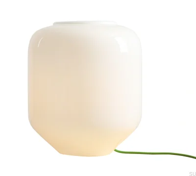 Lampka stołowa Flask L Szklana Mleczna z Szałwiowym Przewodem
