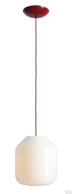Lampa wisząca Flask L Szklana Mleczna z Wiśniowym Przewodem