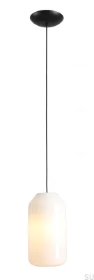 Lampa wisząca Flask M Szklana Mleczna z Fioletowym Przewodem