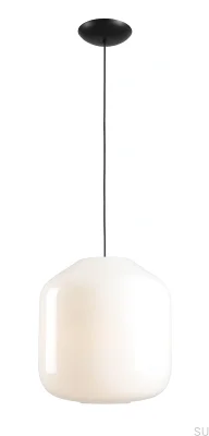 Lampa wisząca Flask XL Szklana Mleczna z Fioletowym Przewodem