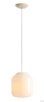 Lampa wisząca Flask L Szklana Mleczna z Kremowym Przewodem